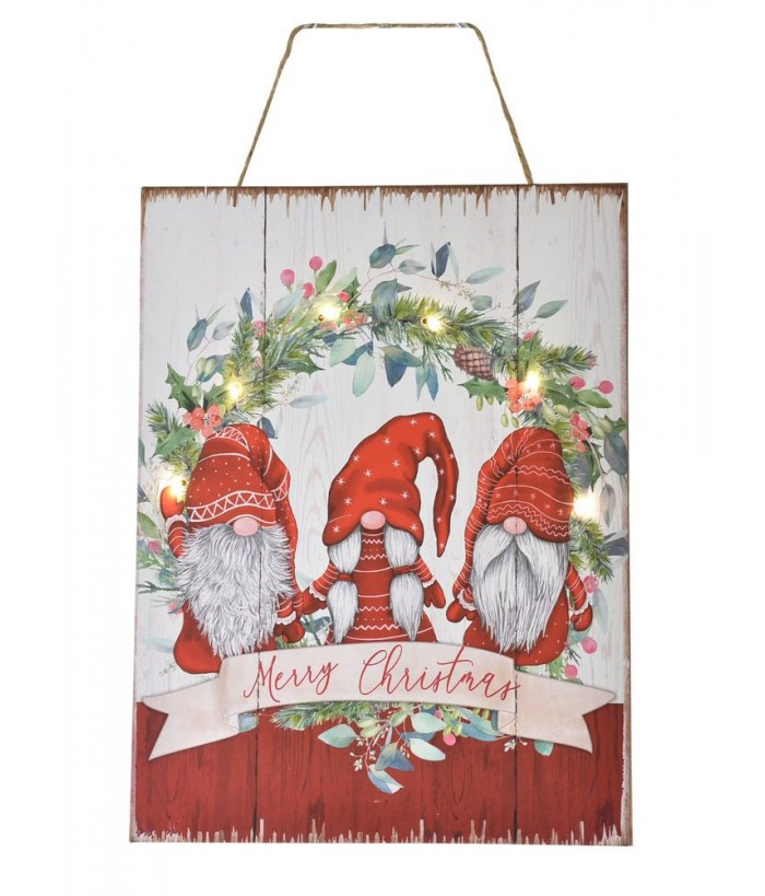 Xmas Light-up Gnome Plaque " MERRY CHRISTMAS"
