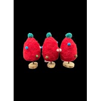 WOOL-FELT RED TREE WITH DOTS 16CM (Set of 3)