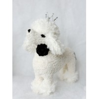 WHITE POODLE STANDING WITH CROWN
