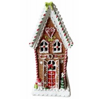 TRADITIONAL GINGERBREAD HOUSE IWTH LED LIGHTS, 25CM Height