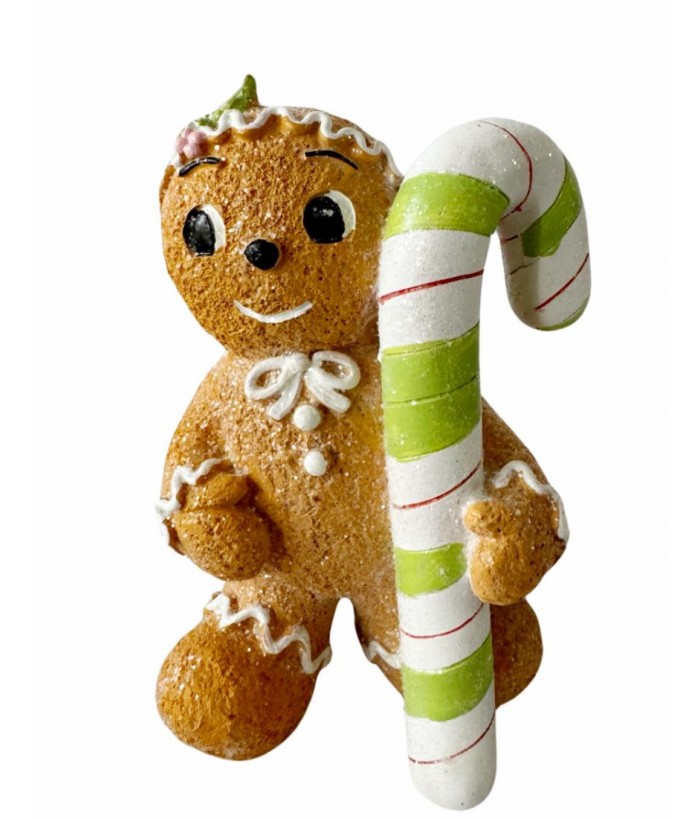 GINGERBREAD WITH CANDY CANE, 15CM