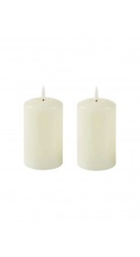 LED WAX PILLA CANDLES IVORY 18cmH (SET OF 2)