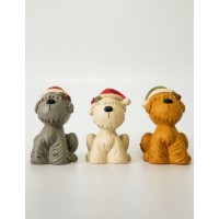 XMAS DOGS IN HATS 5CM TALL (SET OF 3)