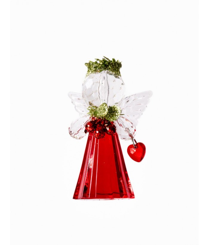 RED ANGEL WITH HEART ORNAMENT 7CM 