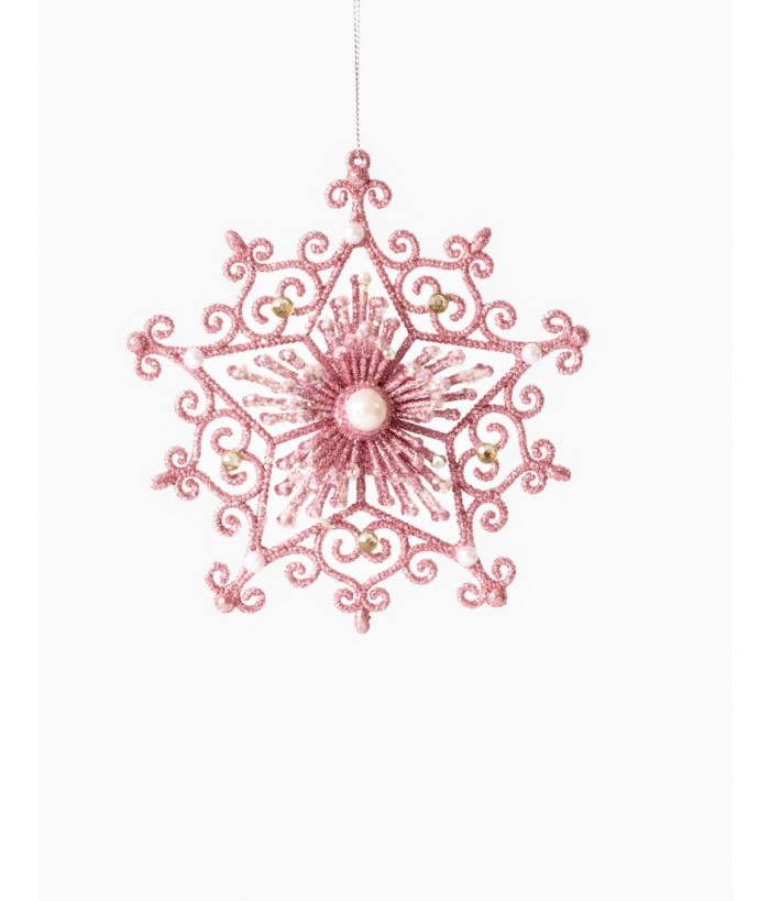 PINK SNOWFLAKE HANGING 13cm