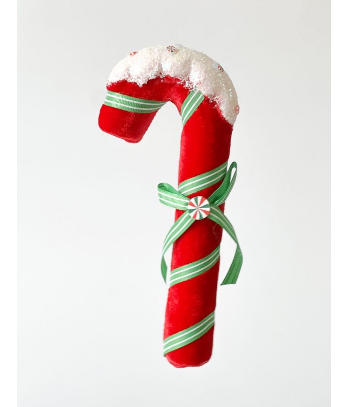 ORNAMENT -  CANDY CANE RED/WHITE, 12CM