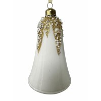 White Bell  Hanging With Gold Enamel Glitter & Beads