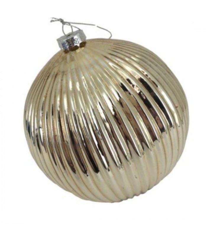 GOLD LINEN GLASS BALL, 15CM