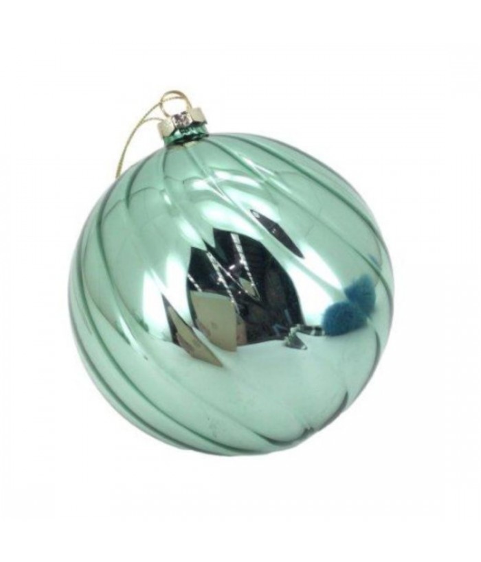 SHINY MINT LINEN GLASS BALL, 15CM