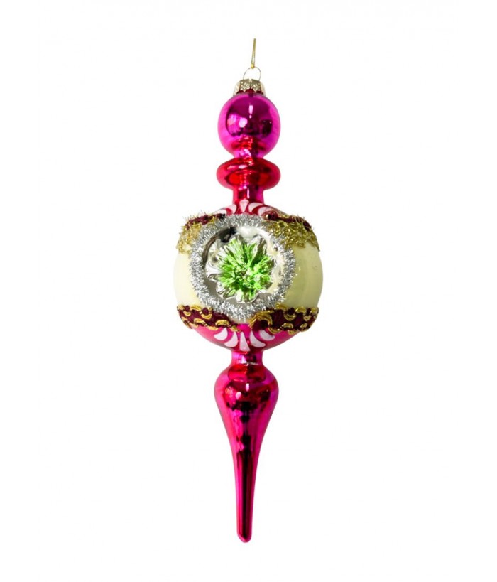 VINTAGE  FINIAL ORNAMENT PINK 21CM
