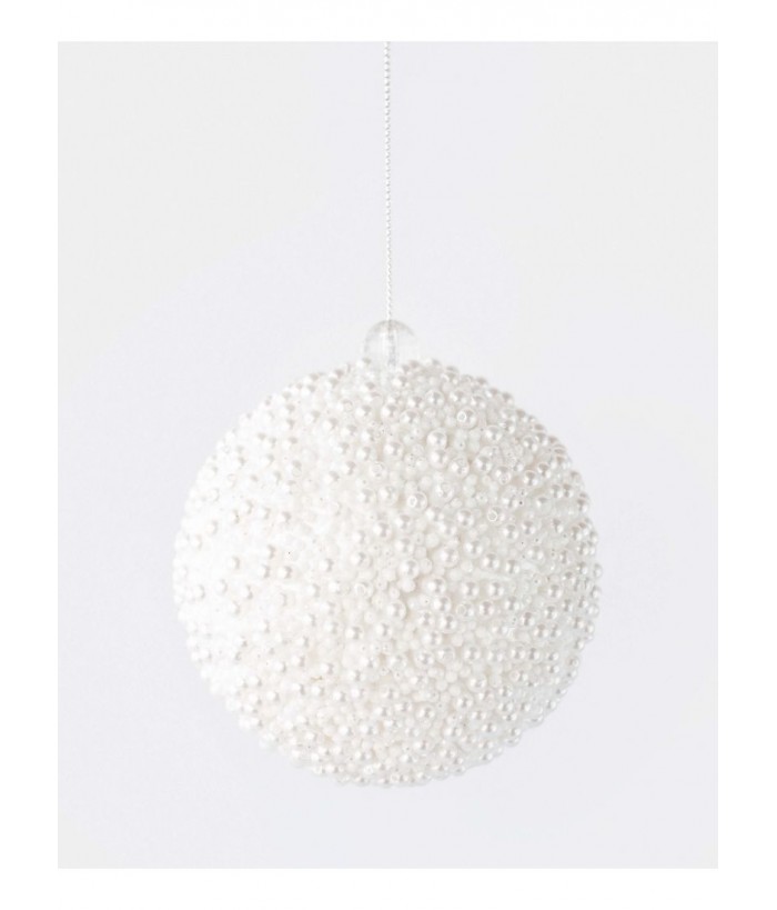 GLITTER BEAD BALL WHITE 8CM 