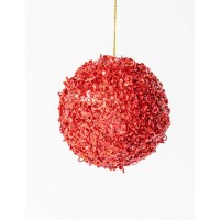 RED GLITTER BEAD BALL HANGING 10CM