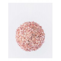 ROSE PINK GLITTER BEAD BALL HANGING 10CM 