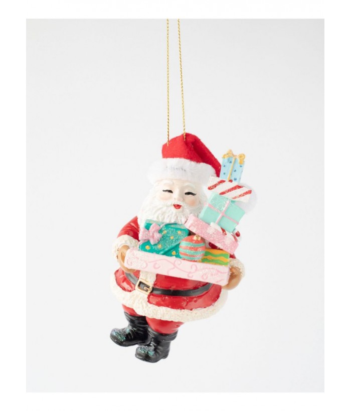 SANTA WITH GIFT ORNAMENT 11CM