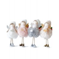 XMAS STANDING FURRY ANGEL DECO 15cmH